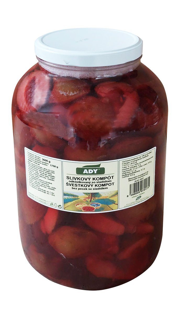 ADY Švestkový kompot bez pecek se sladidlem 3500 g