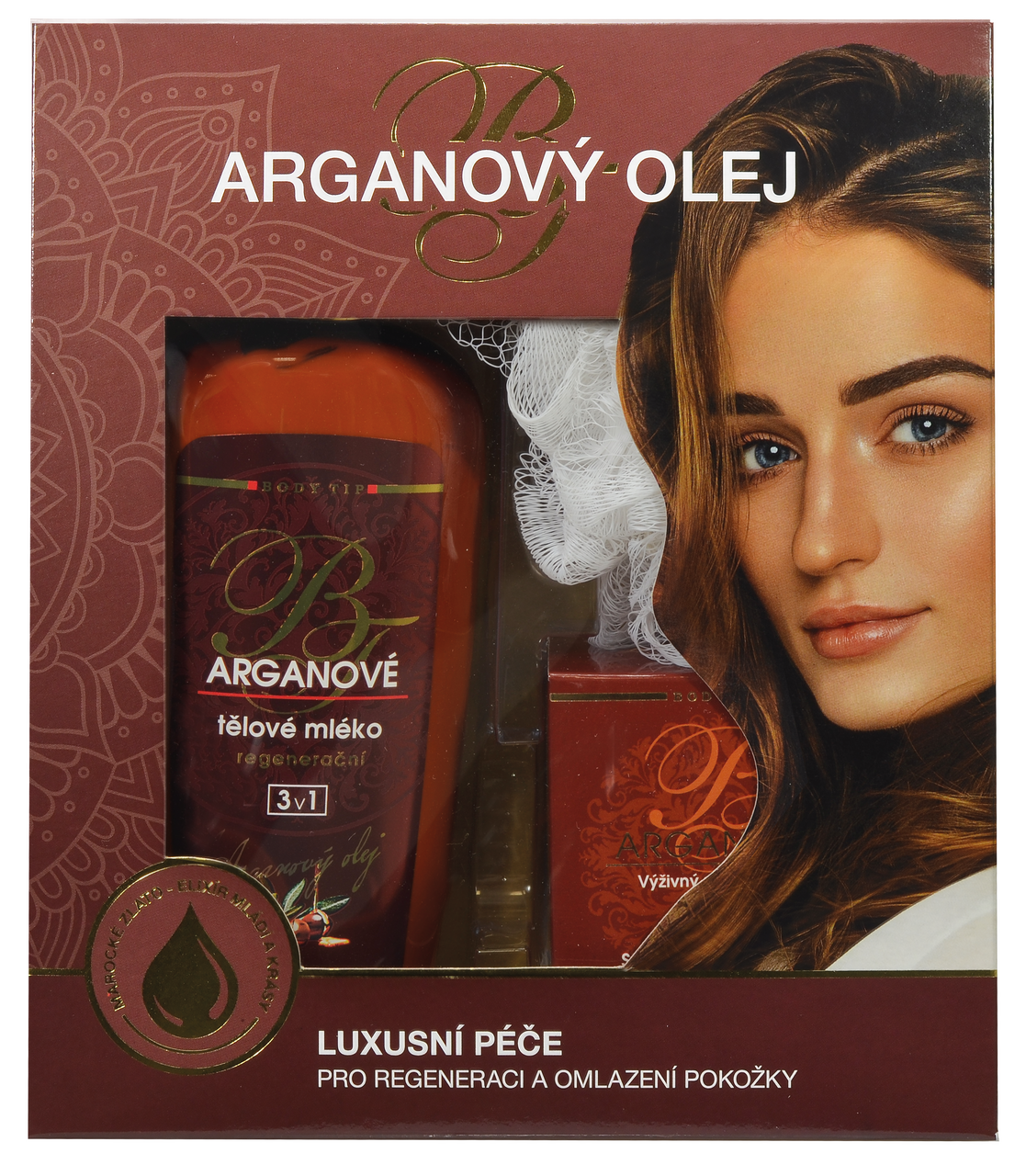 Arganový olej dárková sada (těl. mléko 400 ml + pleť. krém 50 ml + dárek)