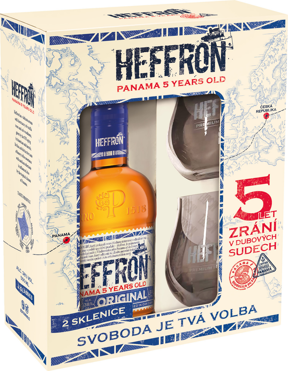HEFFRON 38 % 500 ml + sklo 2 ks