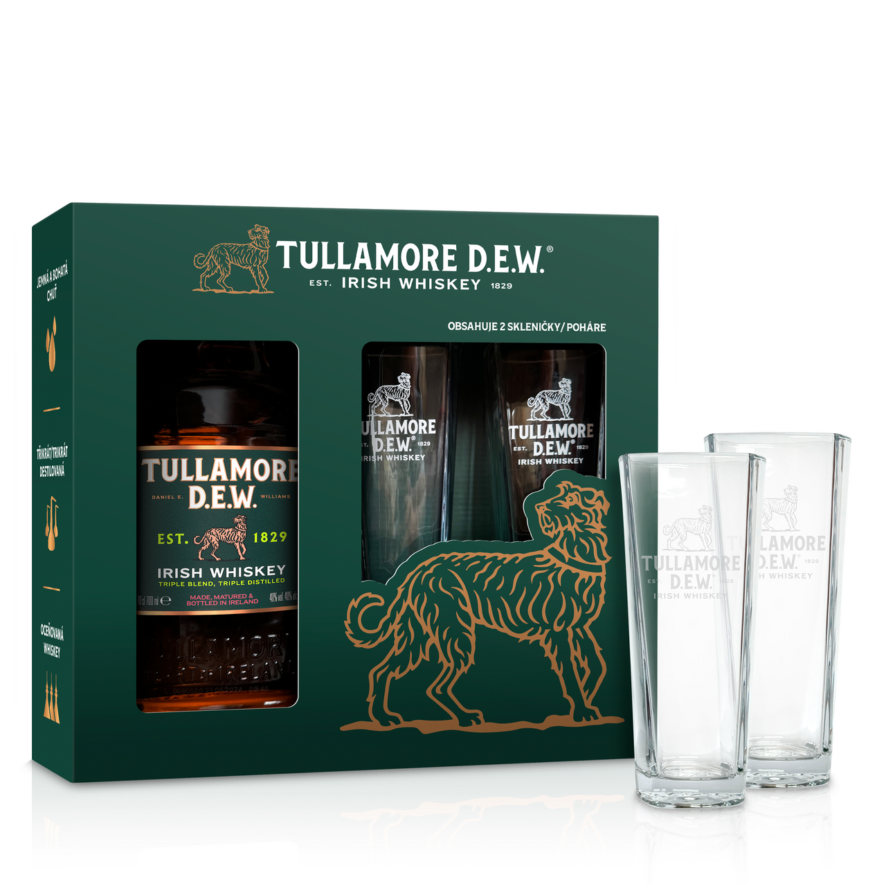 TULLAMORE DEW 40 % 700 ml + sklo 2 ks