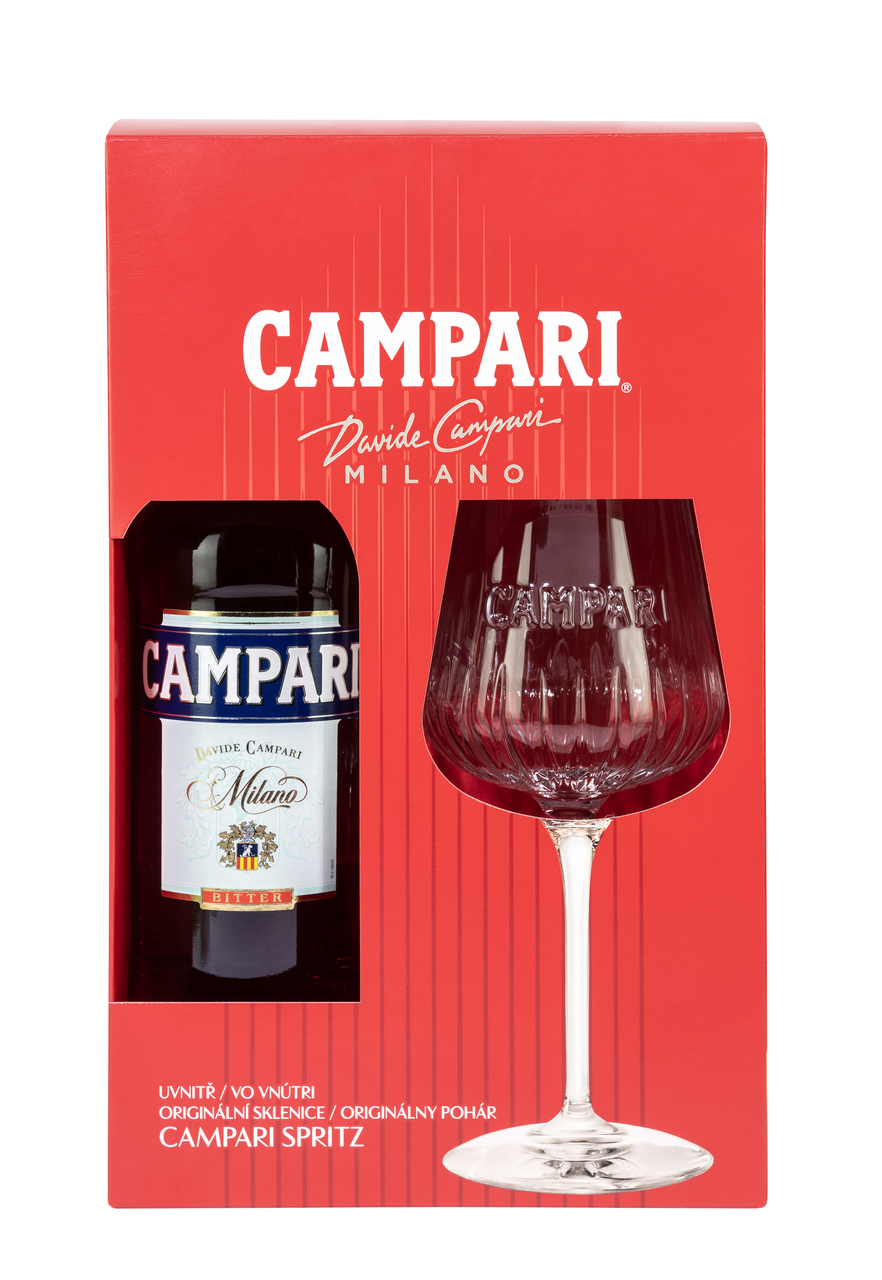 CAMPARI 25 % 700 ml + sklo 1 ks