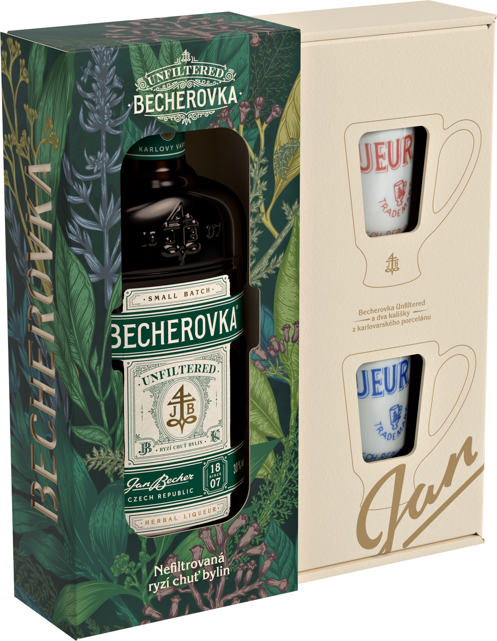 BECHEROVKA Unfiltered 38 % 500 ml + kalíšky 2 ks