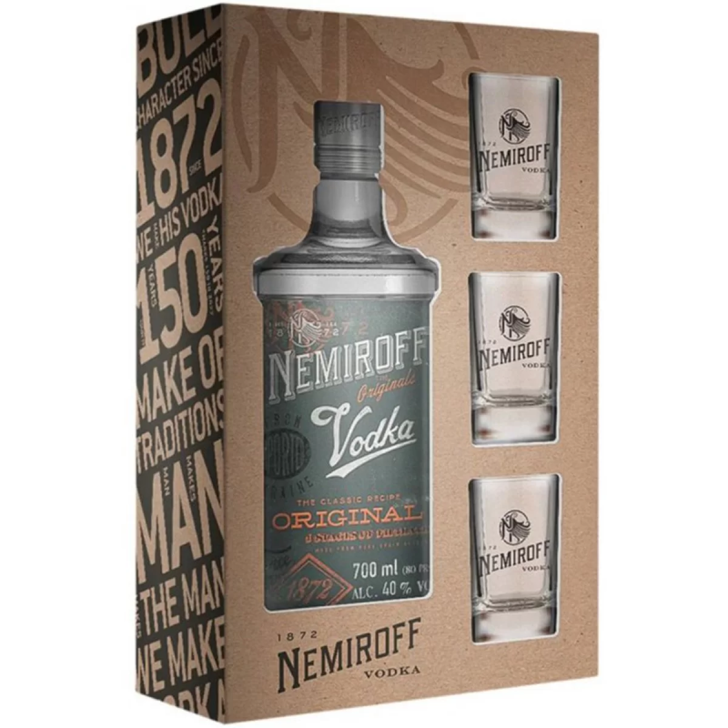 NEMIROFF 40 % 700 ml + sklo 3 ks