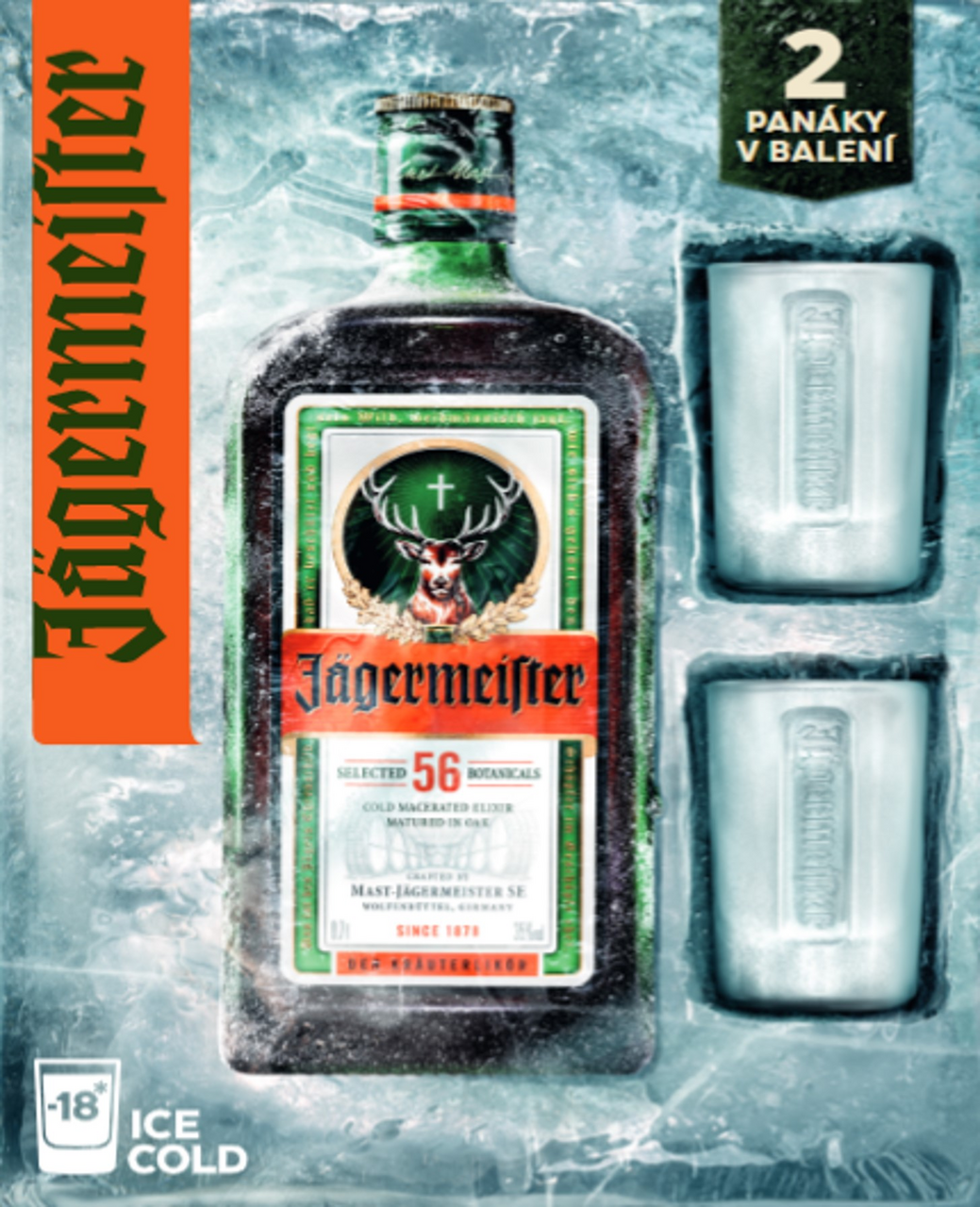 Jägermeister 35 % 700 ml + sklo 2 ks