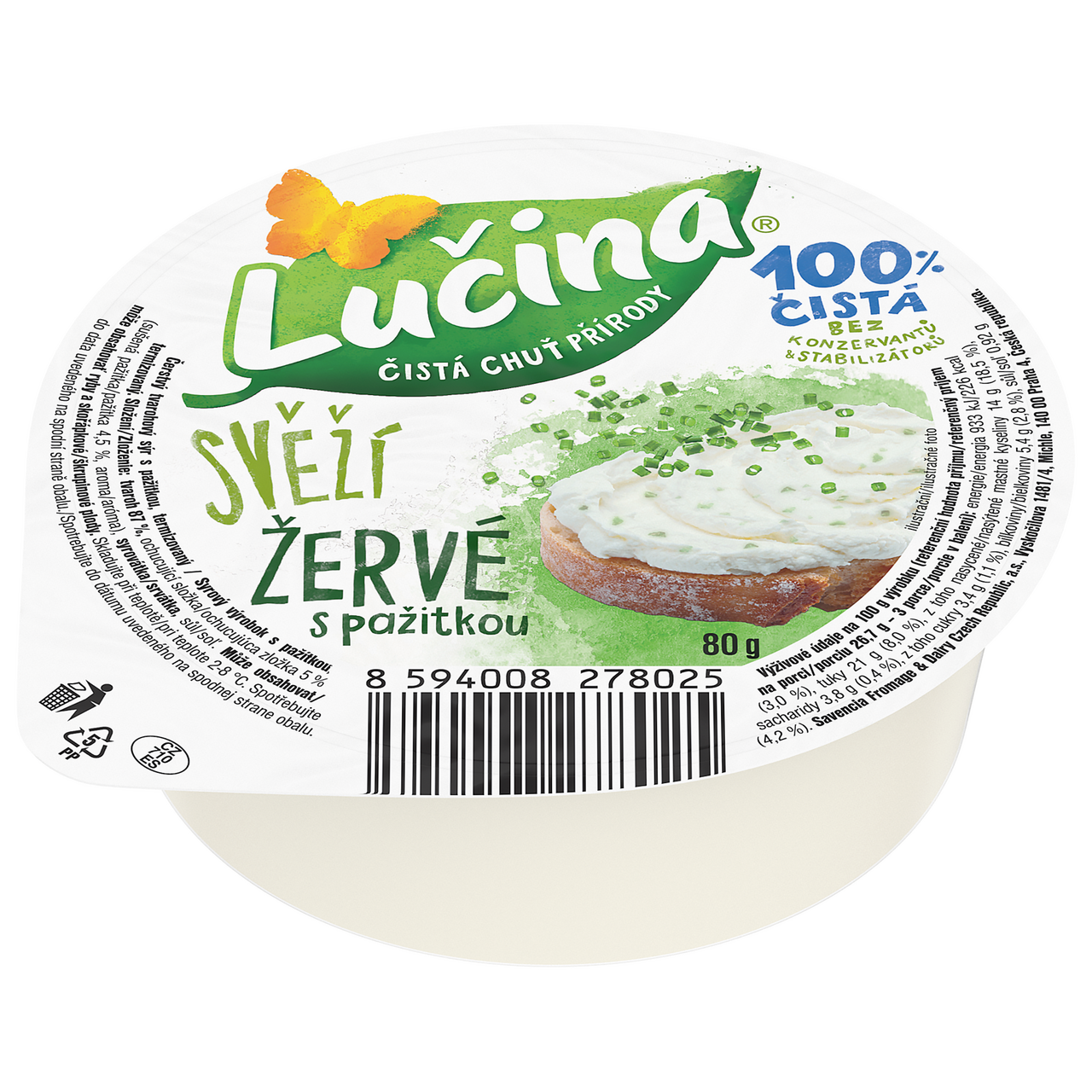 Lučina Svěží žervé pažitka 8 x 80 g