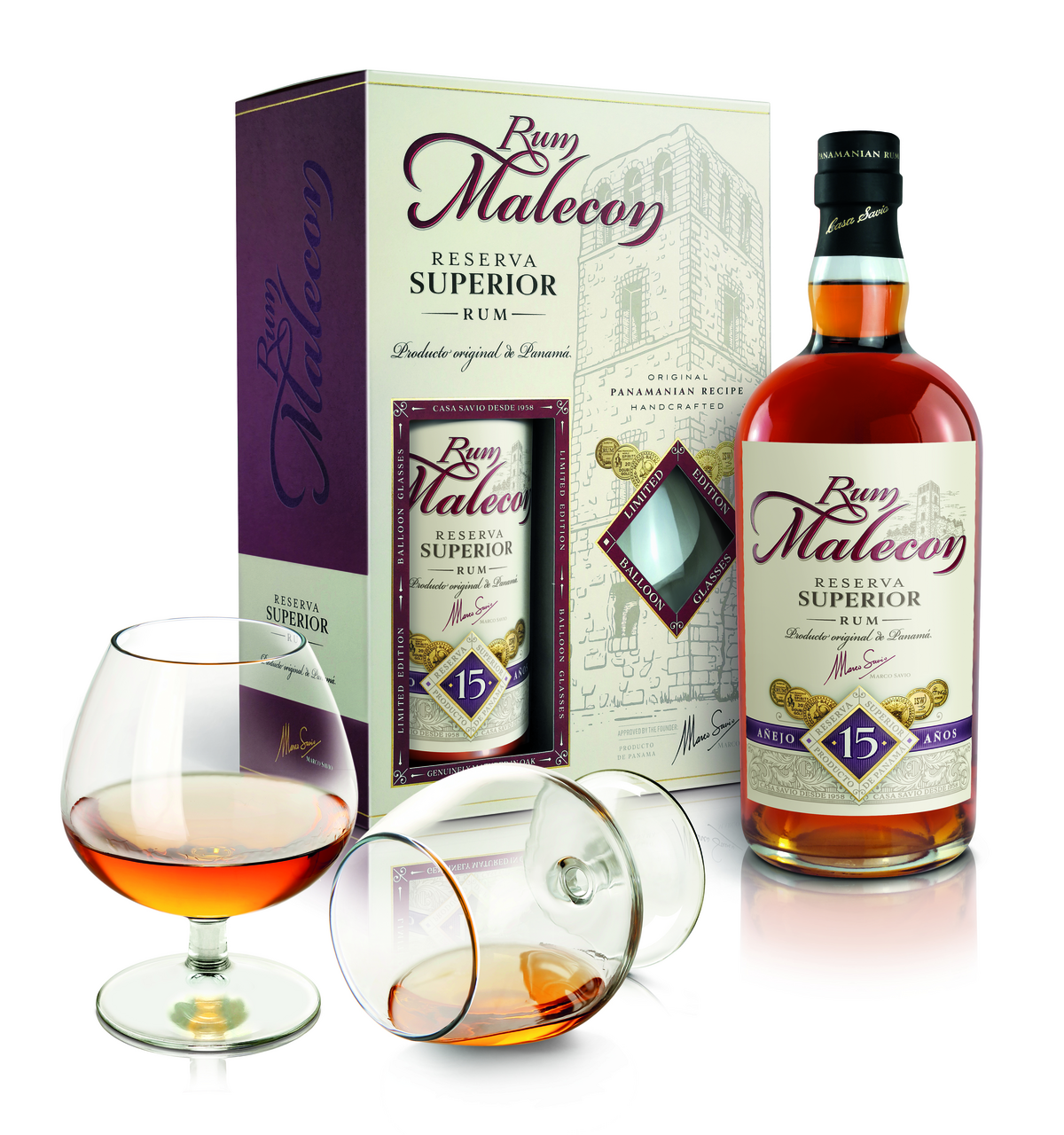 Malecon 12 yo 40 % 700 ml + sklo 2 ks