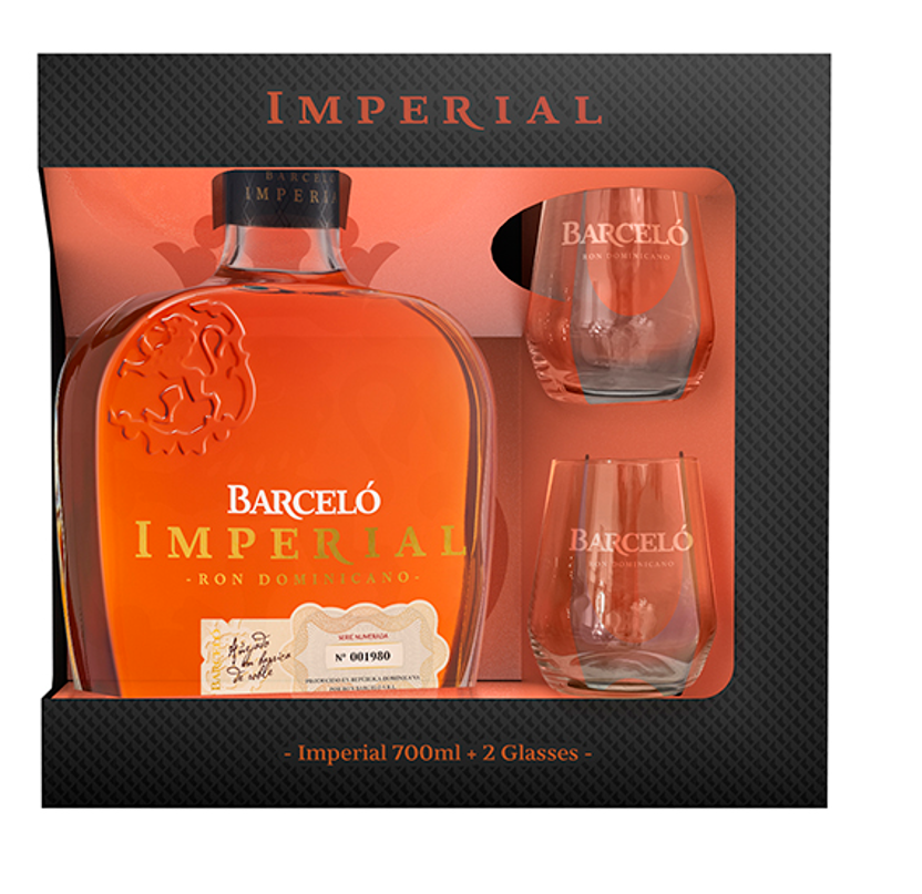 BARCELÓ Imperial 38 % 700 ml + sklo 2 ks