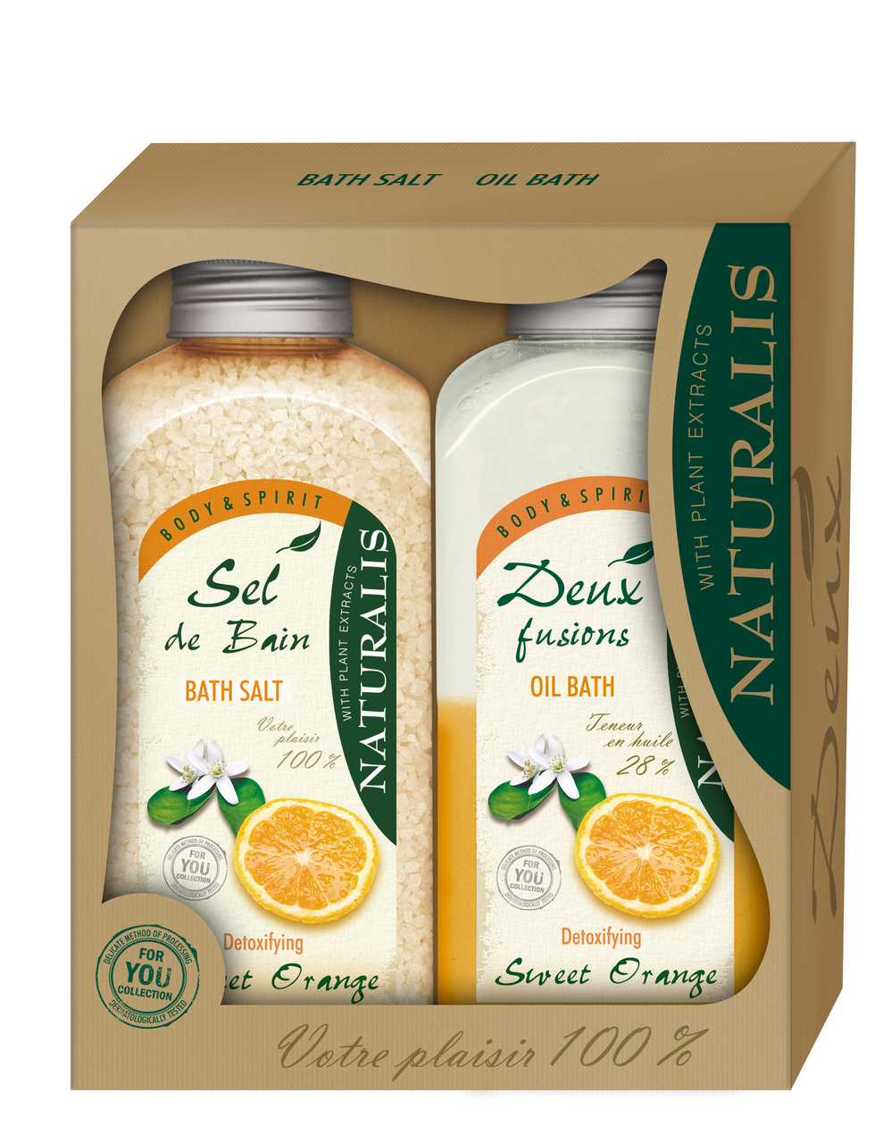Naturalis Bath Sweet Orange dárková sada (sůl do koupele 1000 g + pěna do koupele 800 ml)