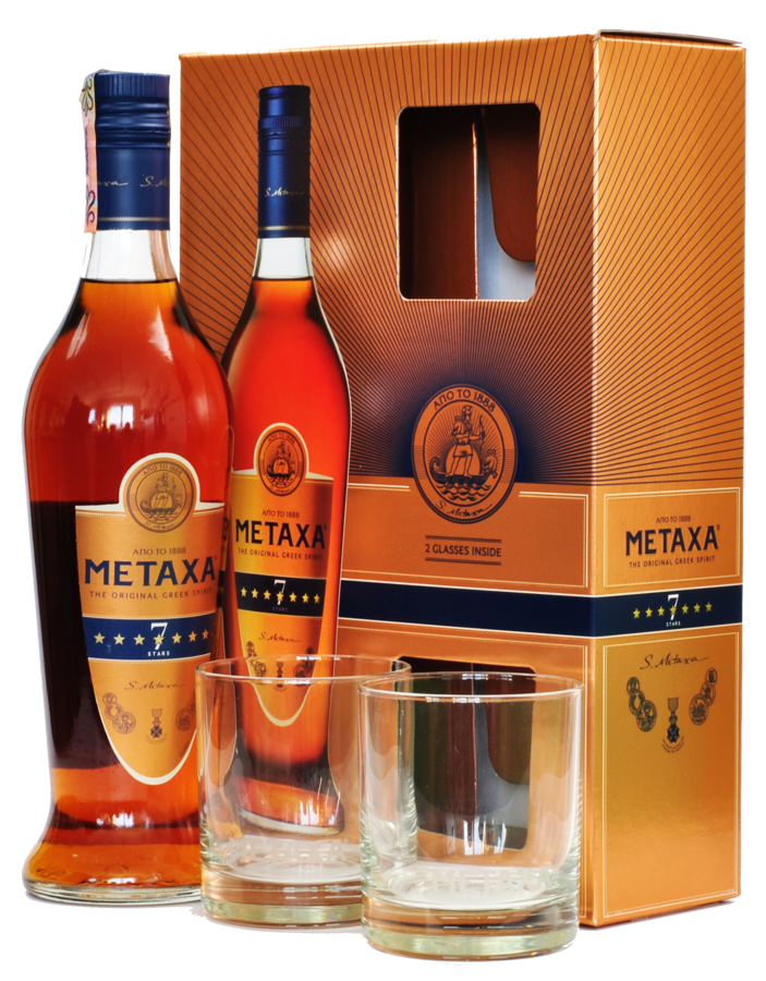 METAXA 7* 40 % 700 ml + sklo 2 ks
