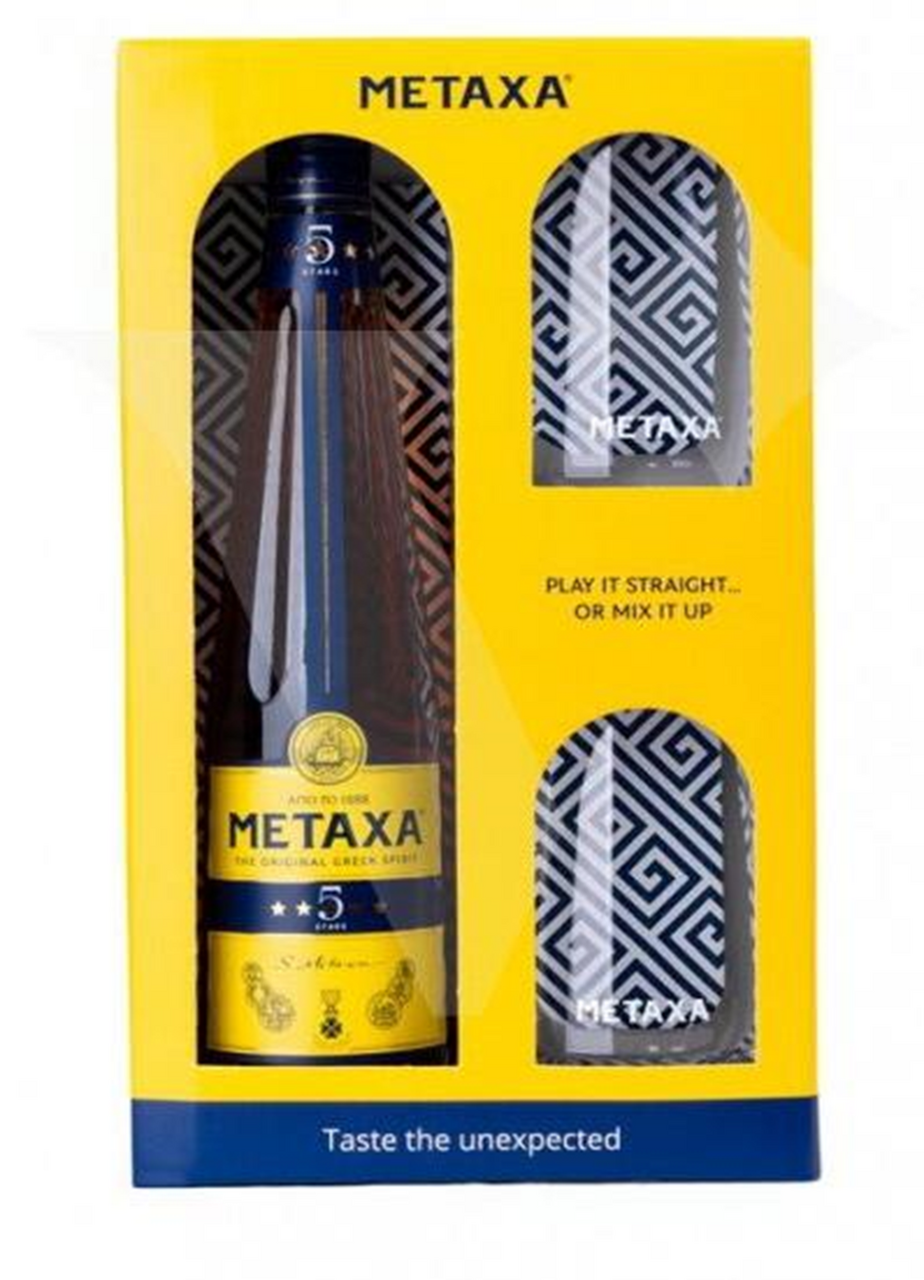 METAXA 5* 38 % 700 ml + sklo 2 ks