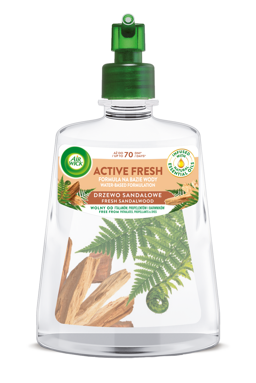 Air Wick Active Fresh náplň na vodní bázi do automatického difuzéru - Santalové dřevo 228 ml
