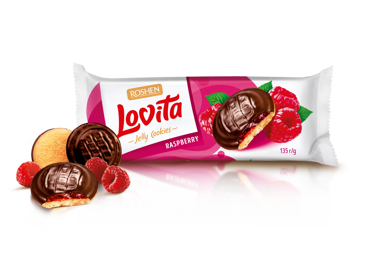 ROSHEN Lovita Čokopiškot malina 135 g