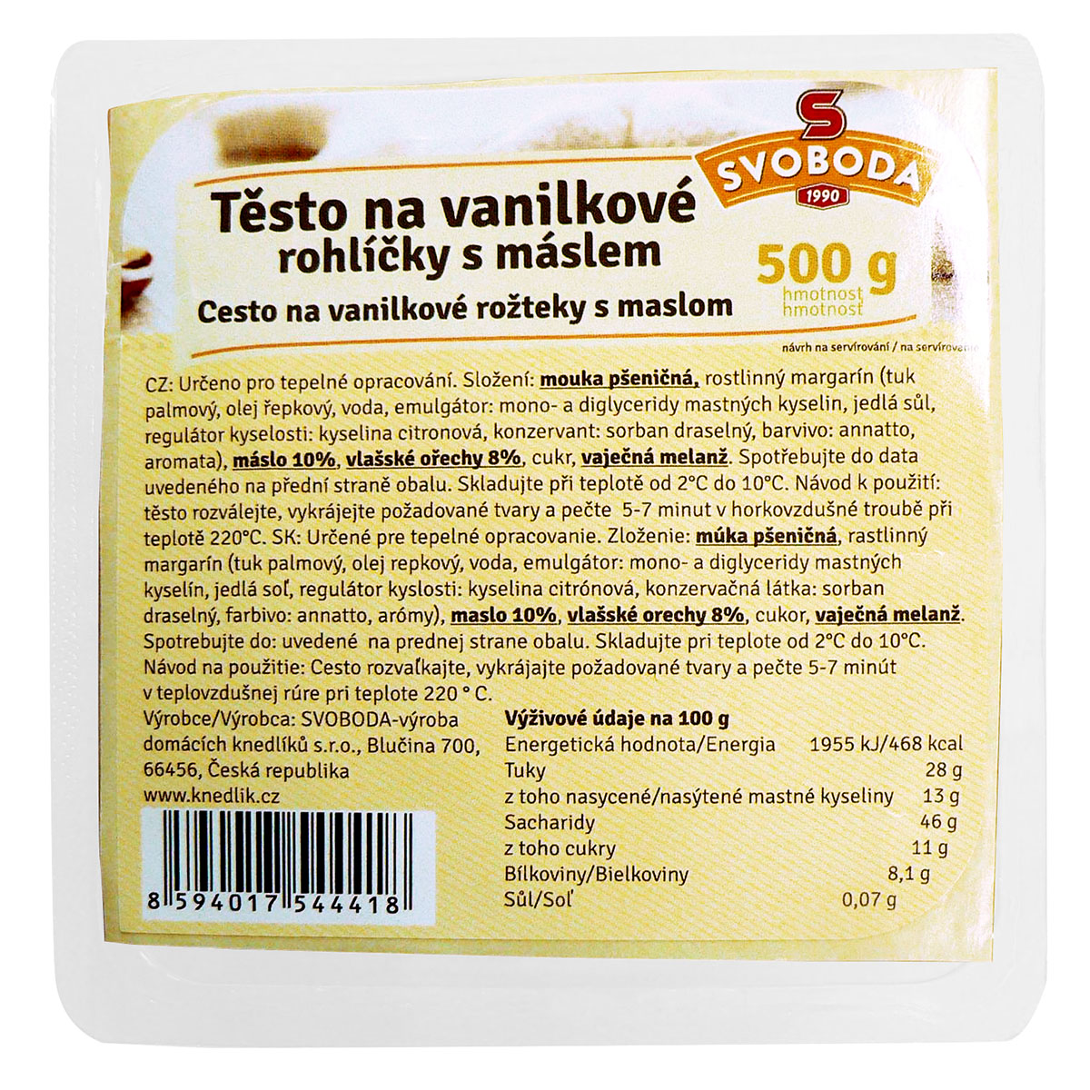 Těsto na vanilkové rohlíčky s máslem chlaz. 500 g
