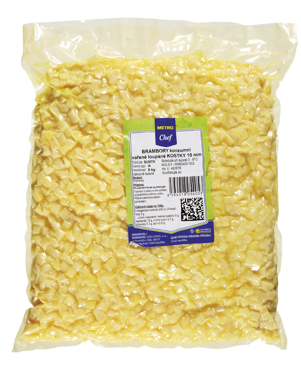 METRO Chef Brambory loupané vařené kostky 1 x 1 cm chlaz. 5 kg