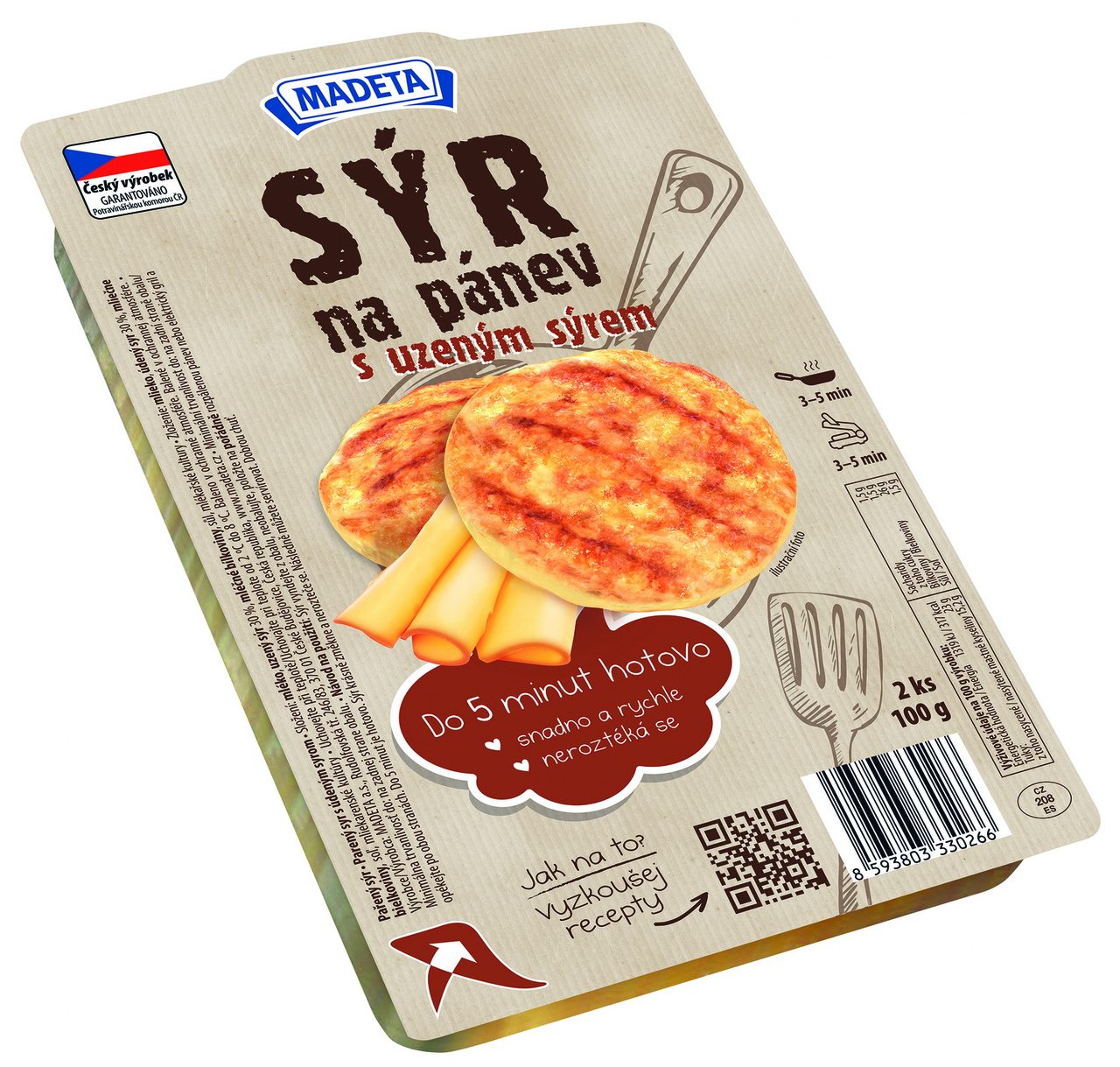 MADETA Sýr na pánev s uzeným sýrem chlaz. 18 x 100 g