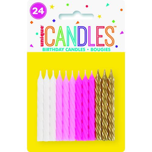 Flexio Svíčky růžová / bílá / zlatá 24 ks