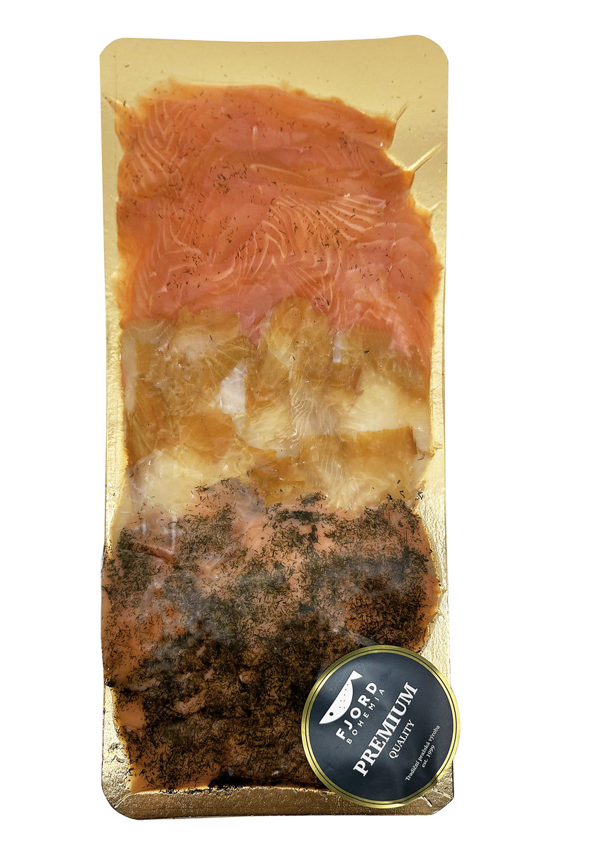 Uzený halibut / uzený losos / marinovaný losos chlaz. 500 g