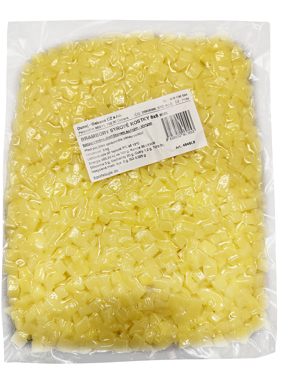 Brambory syrové kostky 8 x 8 mm chlaz. 3 kg