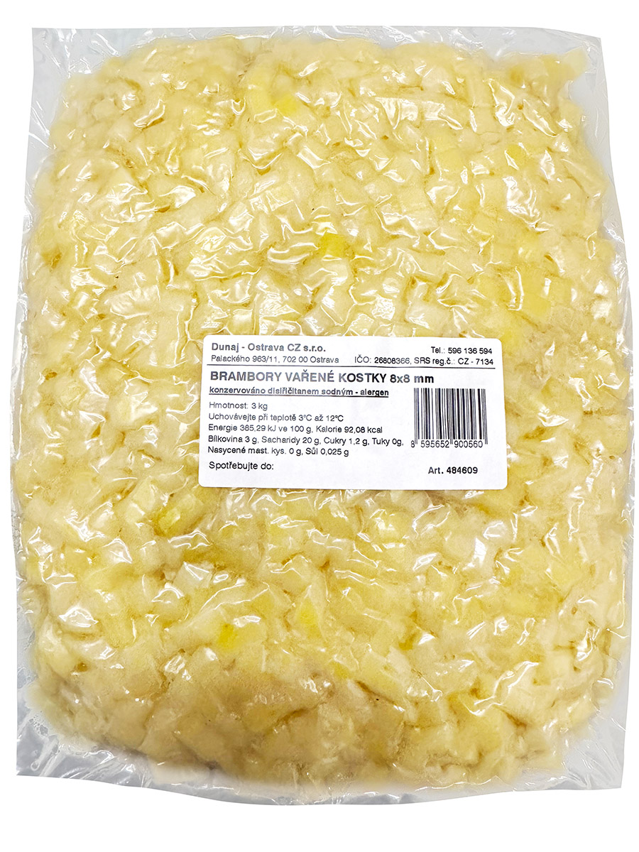 Brambory vařené kostky 8 x 8 mm chlaz. 3 kg