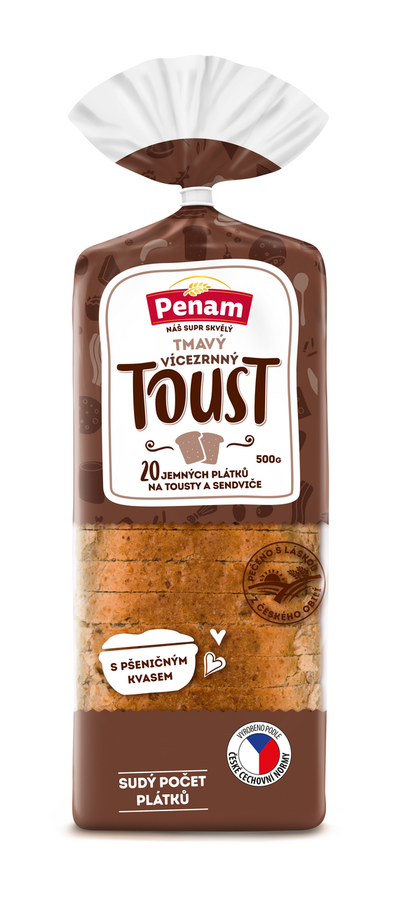 Chléb toustový tmavý vícezrnný 500 g