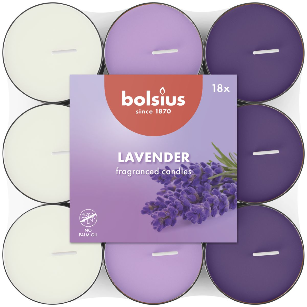 Bolsius Čajové svíčky Lavender 18 ks