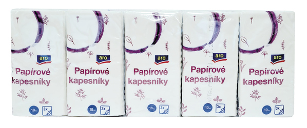 aro Kapesníky 3vrstvé 15 x 10 ks