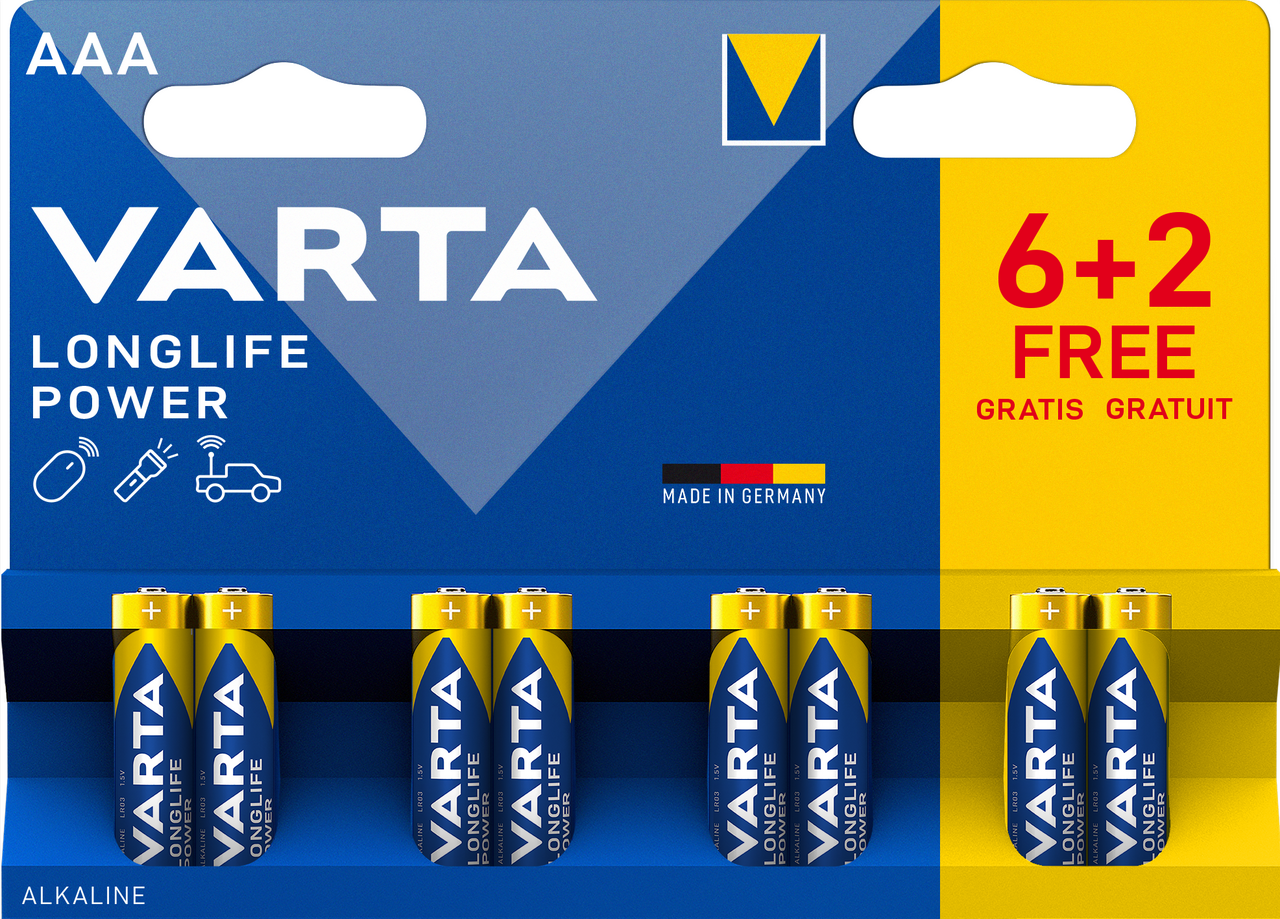 VARTA Baterie Longlife Power AAA 6 + 2 ks