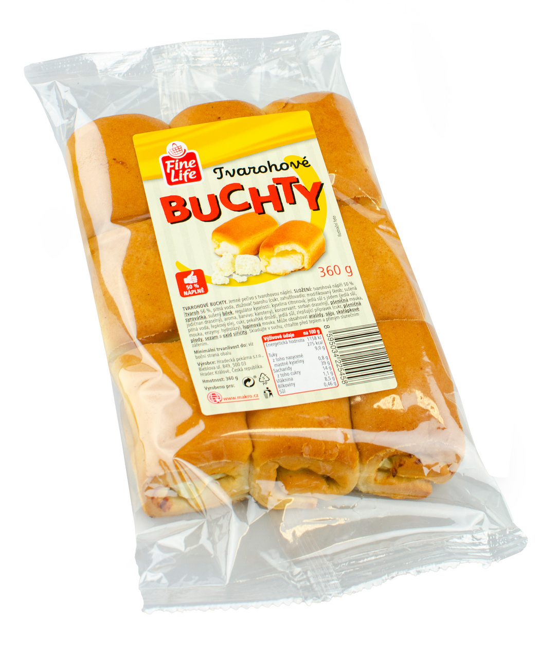 Fine Life Buchty tvarohové 50 % náplně 360 g