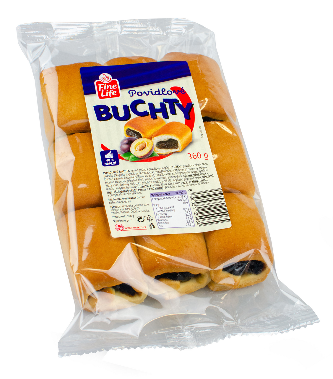 Fine Life Buchty povidlové 40 % náplně 360 g