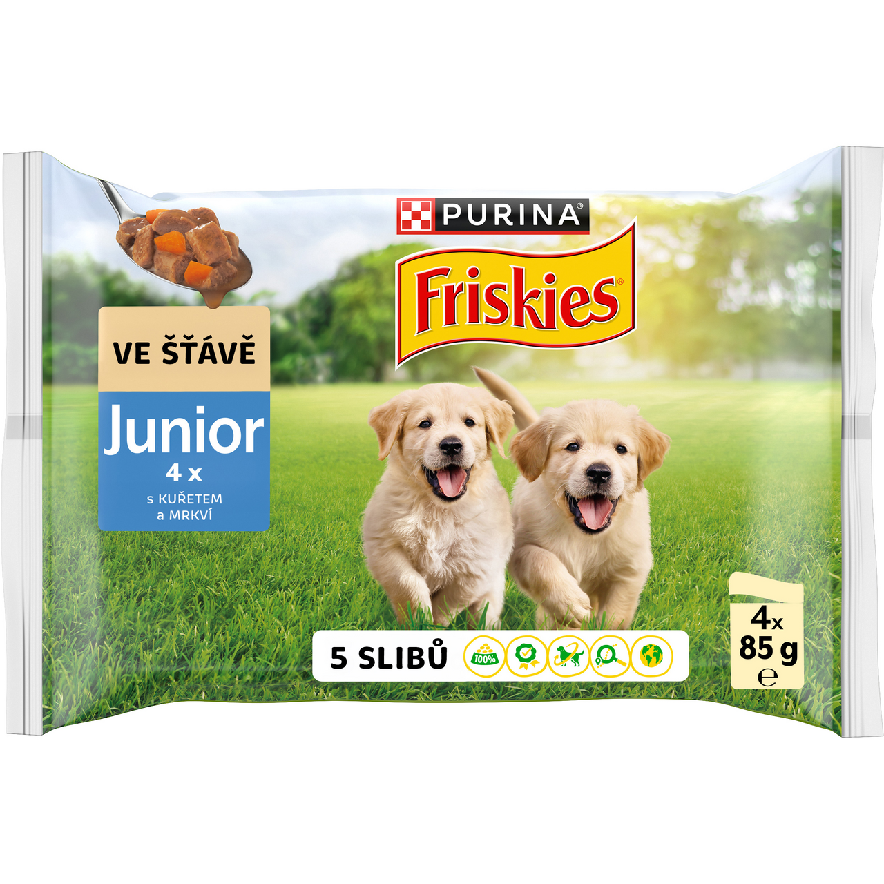 Friskies Junior kapsičky pro štěňata kuře ve šťávě 4 x 85 g