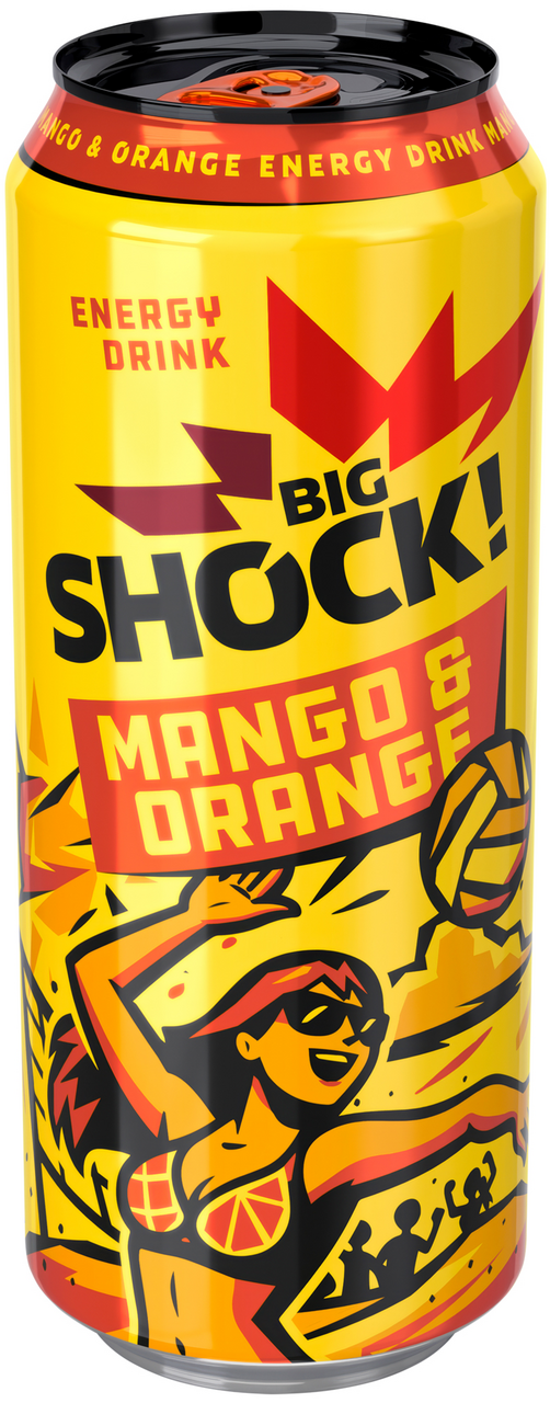 BIG SHOCK! Mango-orange energetický nápoj 24 x 500 ml