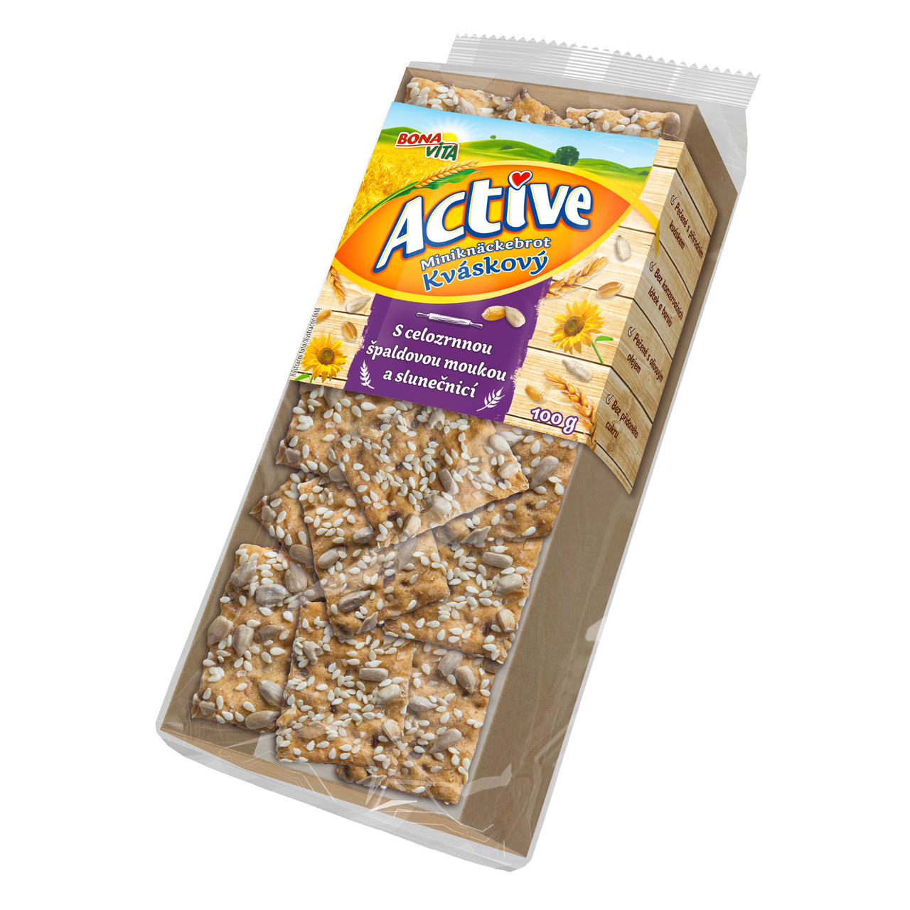 BONAVITA Active Mini Knacke špaldové se slunečnicí 10 x 100 g