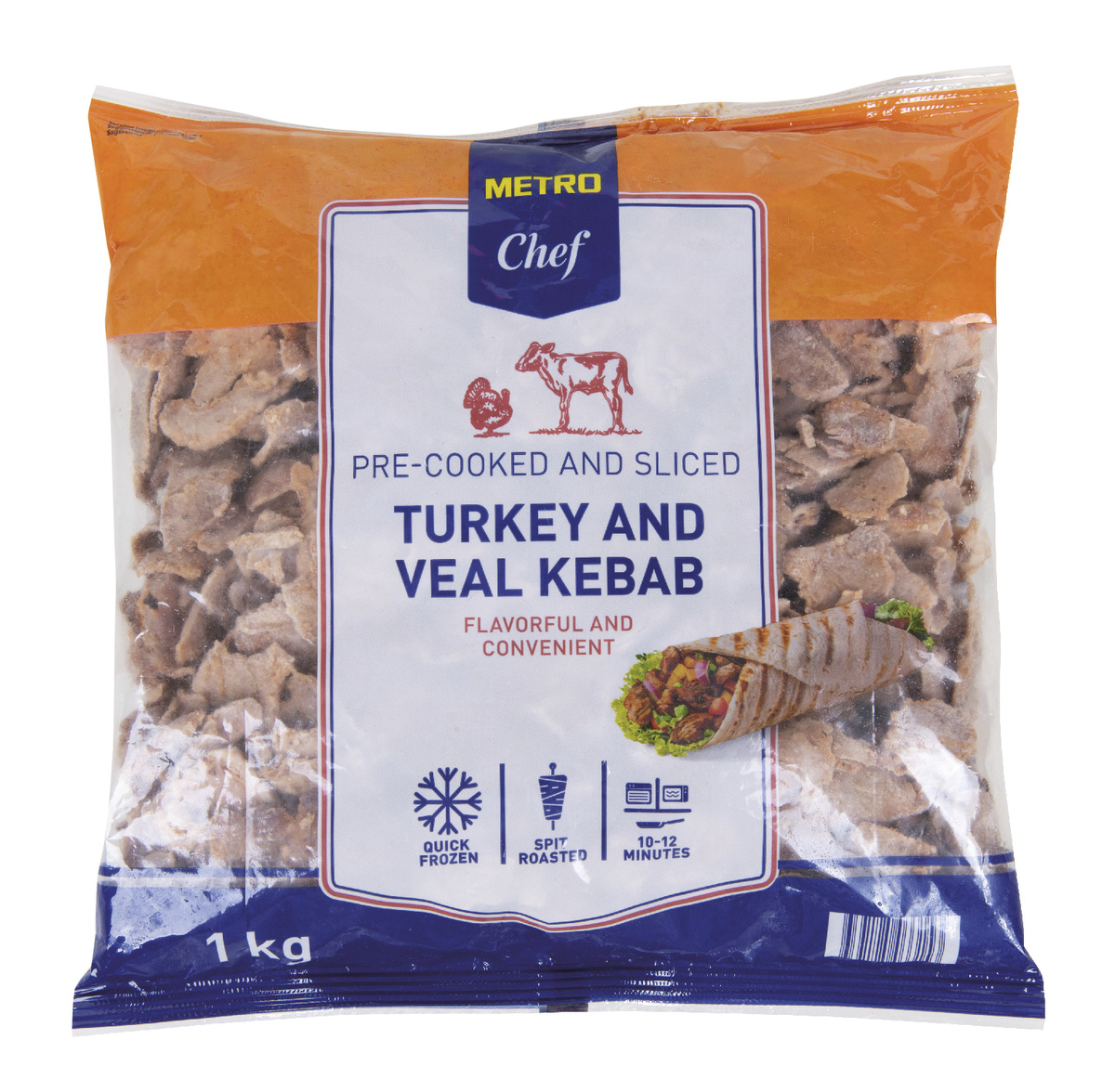 METRO Chef Kebab krůtí / telecí krájený mraž. 1 kg