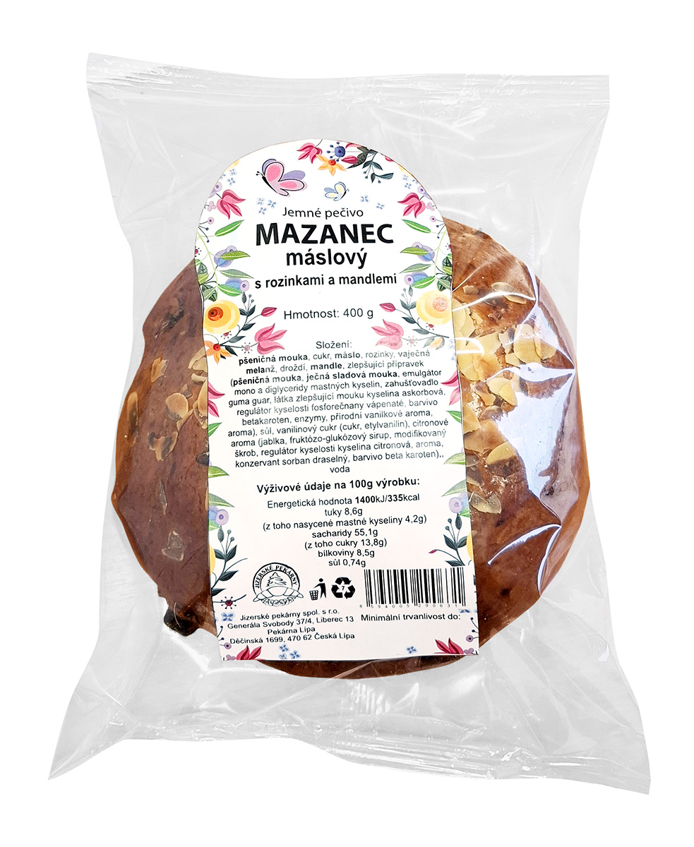 Mazanec máslový rozinky mandle 400 g