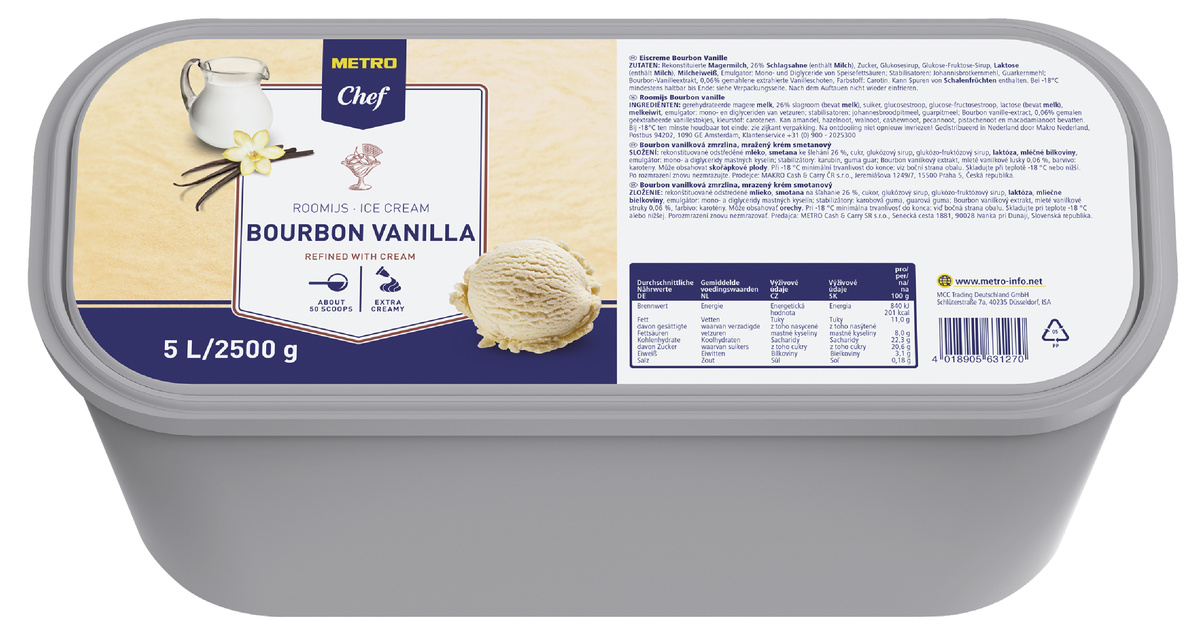 METRO Chef Zmrzlina Vanilla Bourbon mraž. 5 l