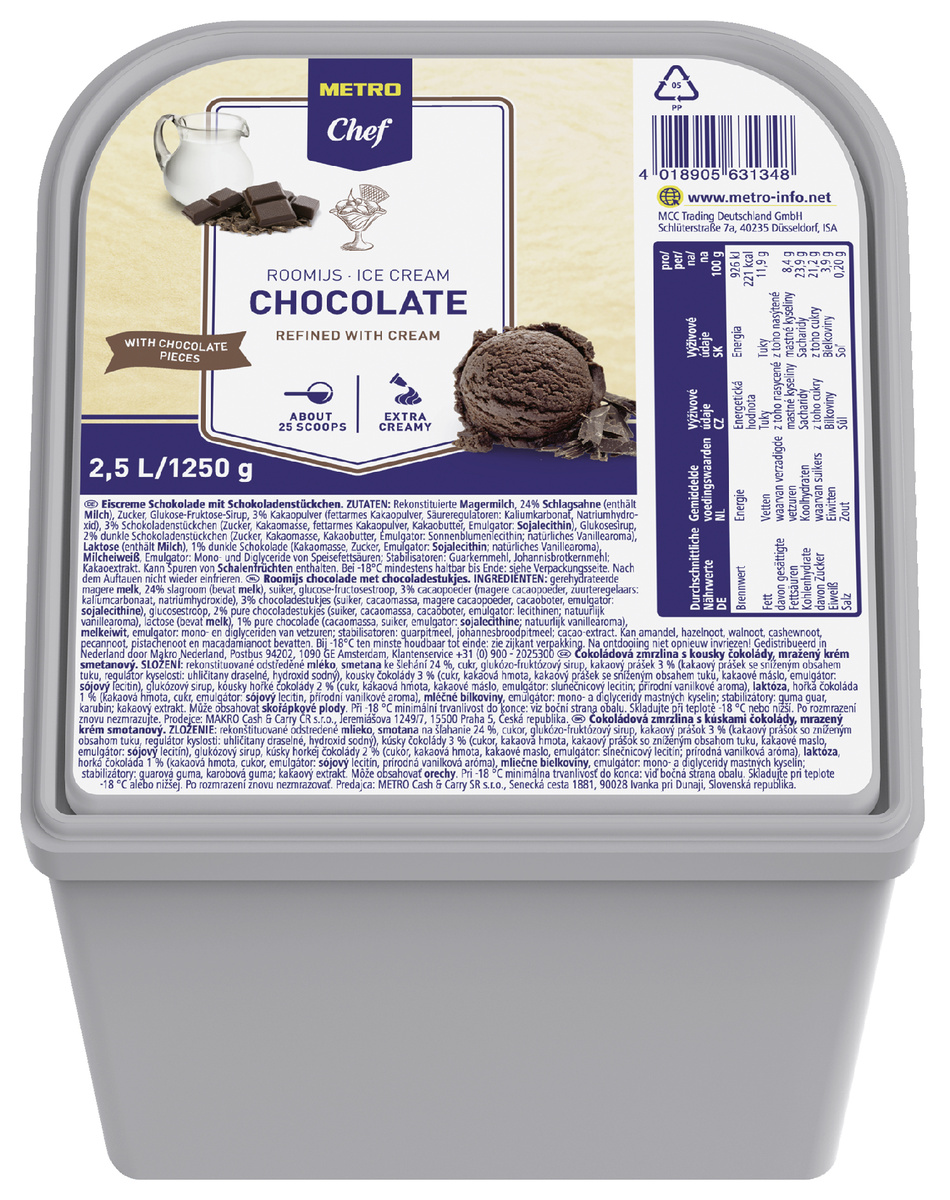 METRO Chef Zmrzlina čokoláda mraž. 2,5 l