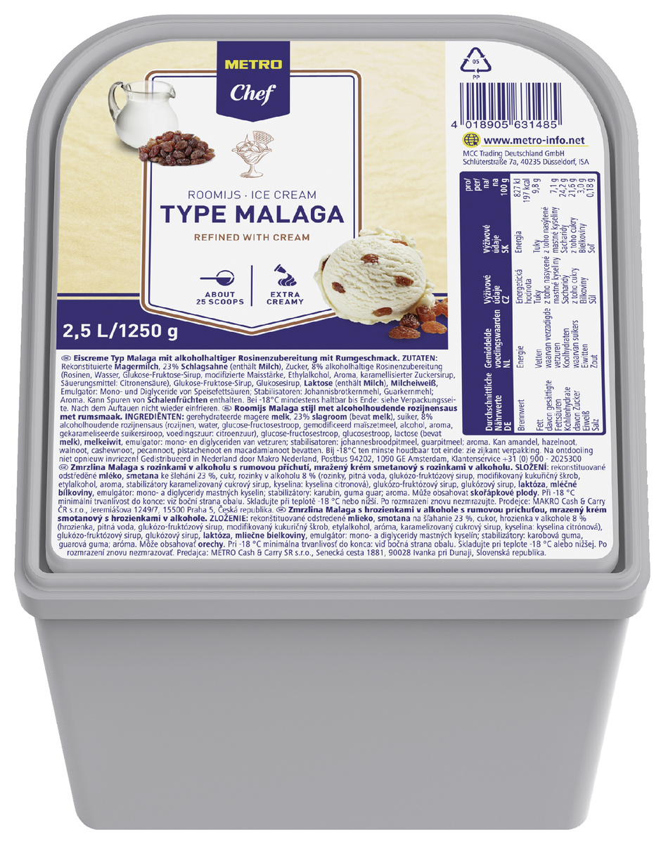 METRO Chef Zmrzlina rum s rozinkami mraž. 2,5 l