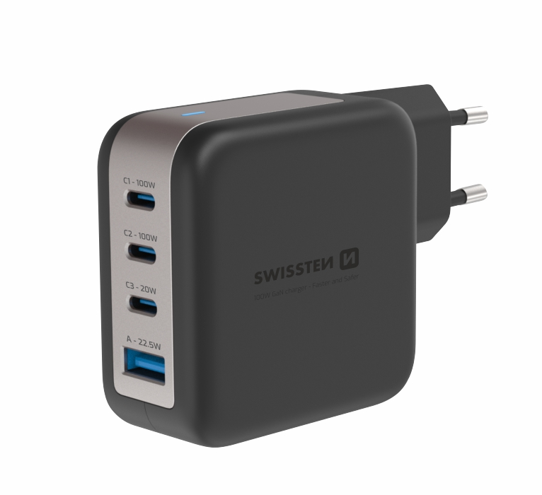 SWISSTEN Síťový adaptér 3 x USB-C+ USBA-A 1 ks