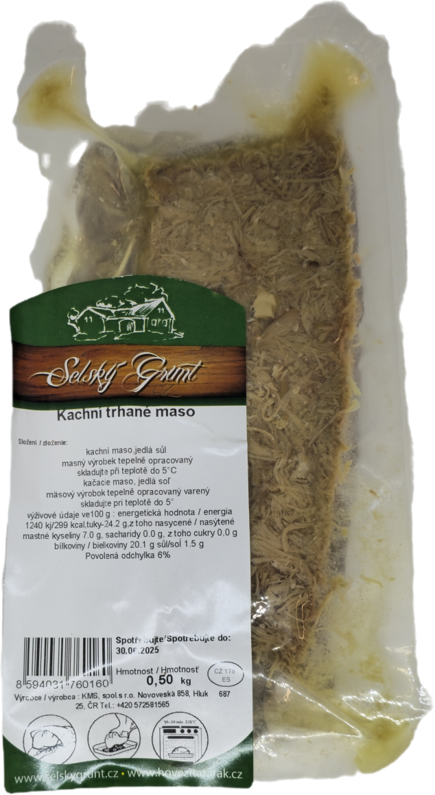 SELSKÝ GRUNT Trhané maso kachní Sous-vide chlaz. 500 g