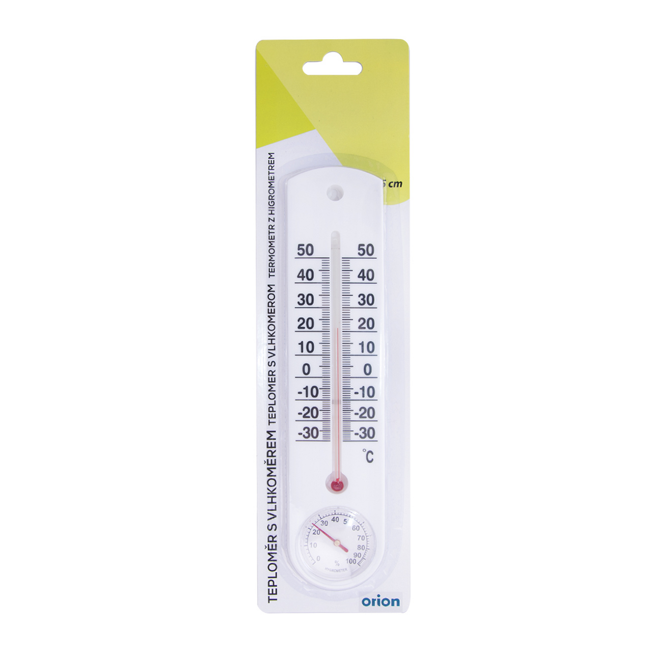 Orion Vlhkoměr + teploměr UH 25 cm kulatý 1 ks
