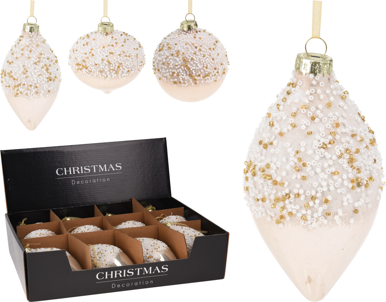 Ozdoba sklo s korálky 3ASS 1 ks