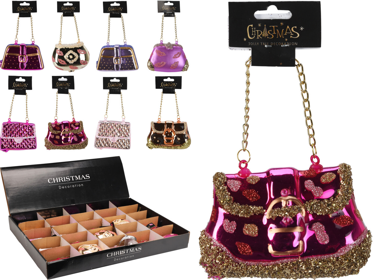 Ozdoba kabelka 7,5 cm sklo 8ASS 1 ks