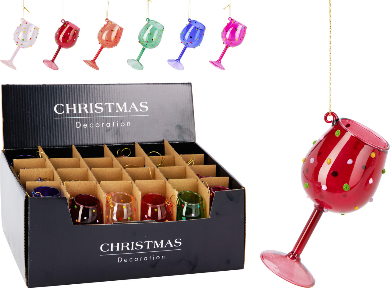 Ozdoba pohár 10 cm sklo 6ASS 1 ks