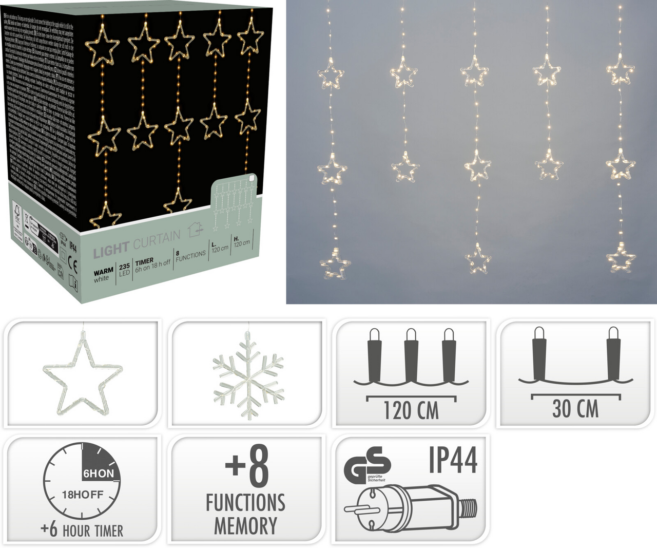 Závěs LED 120 x 120 cm WW 1 ks