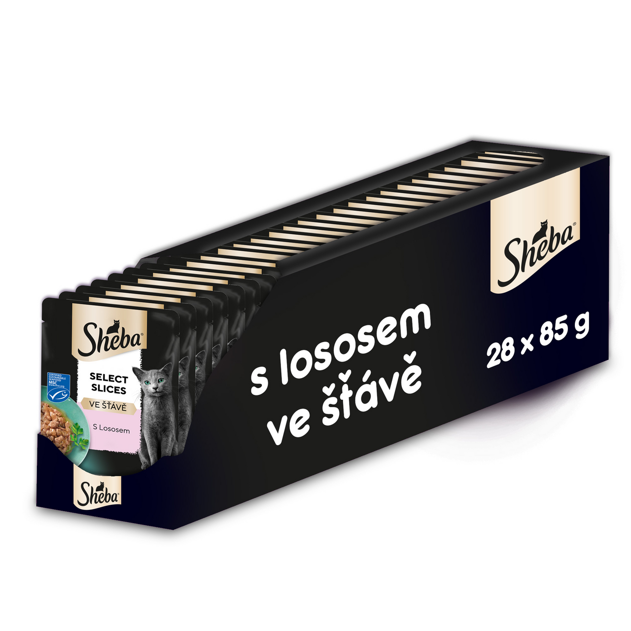 Sheba Losos ve šťávě kapsička pro kočky 28 x 85 g