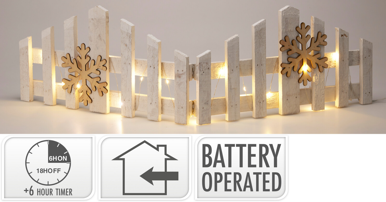 Plot LED bílý 20 cm dřevo bílý 1 ks