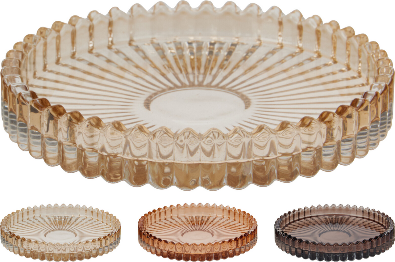 Tác pod svíčku 10 cm sklo 3ASS 1 ks