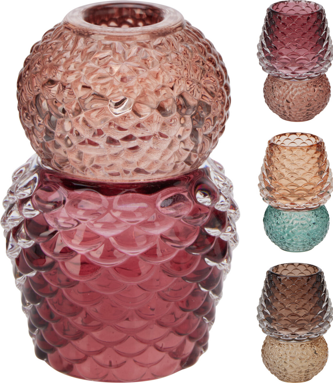 Svícen sklo 11 cm 530 g 3ASS 1 ks