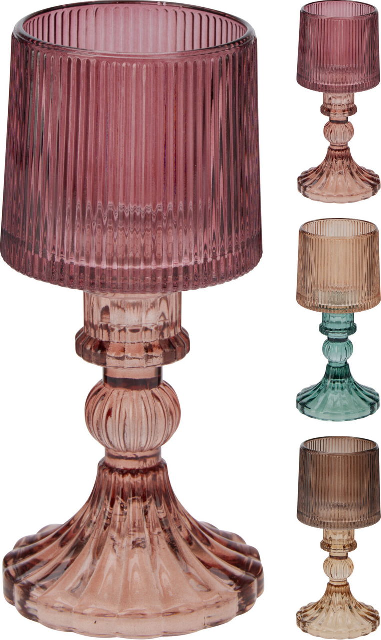 Svícen lampa sklo 8 cm 3ASS 1 ks