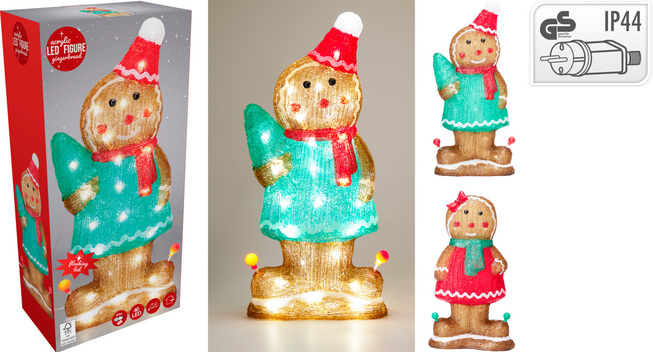 Perníček LED 40 cm akryl 2ASS 1 ks